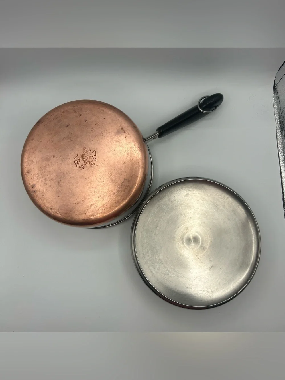 Vintage Revere Ware 1801 2 Quart Sauce Pan Pot with Lid Copper Clad USA 92f